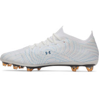 Under Armour Shadow Elite 4 Mach Voetbalschoenen (FG) Wit Donkerblauw Azuurblauw Oranje