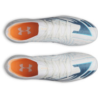 Under Armour Shadow Elite 4 Mach Voetbalschoenen (FG) Wit Donkerblauw Azuurblauw Oranje