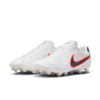 Nike Tiempo Ligera Pro Gras Voetbalschoenen (FG) Wit Zwart Felrood