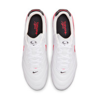 Nike Tiempo Ligera Pro Gras Voetbalschoenen (FG) Wit Zwart Felrood