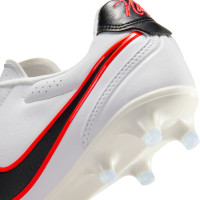 Nike Tiempo Ligera Pro Gras Voetbalschoenen (FG) Wit Zwart Felrood