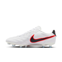 Nike Tiempo Ligera Pro Gras Voetbalschoenen (FG) Wit Zwart Felrood