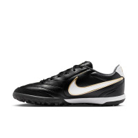 Nike Tiempo Ligera Pro Turf Football Boots (TF) Black White Gold