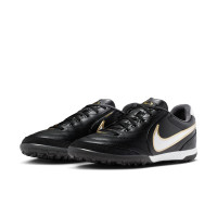 Nike Tiempo Ligera Pro Turf Football Boots (TF) Black White Gold