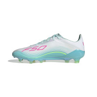 adidas F50 Messi Elite Gras Football Boots (FG) White Turquoise Pink