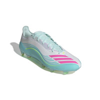 adidas F50 Messi Elite Gras Football Boots (FG) White Turquoise Pink