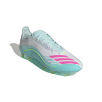 adidas F50 Messi Pro Gras Football Boots (FG) White Turquoise Pink