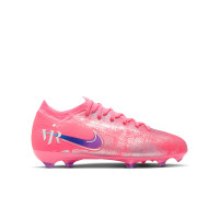 Nike Zoom Mercurial Vapor 16 Vinicius Júnior Pro Gazon Naturel Chaussures de Foot (FG) Enfants Rose Vif Mauve Argenté