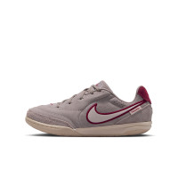 Nike Tiempo Streetgato Premium Street Football Shoes Kids Grey White Burgundy