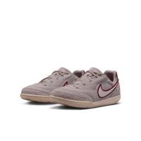 Nike Tiempo Streetgato Premium Street Football Shoes Kids Grey White Burgundy