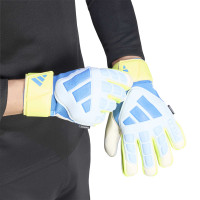 adidas Predator Match Fingersave Goalkeeper Gloves Light Blue Blue Neon Yellow