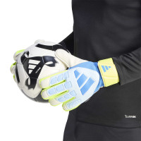 adidas Predator Match Fingersave Goalkeeper Gloves Light Blue Blue Neon Yellow