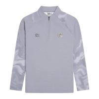 Cruyff Defense Tracksuit 1/4-Zip Kids Light Grey Black Light Blue