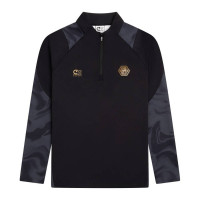 Cruyff Defense Tracksuit 1/4-Zip Kids Black Dark Grey Gold
