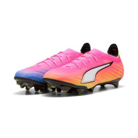 PUMA Ultra 6 Ultimate Carbon Gras Voetbalschoenen (FG) Felroze Blauw Geel