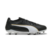 PUMA King 20 Ultimate Gazon Naturel Artificiel Chaussures de Foot (MG) Noir Blanc Doré