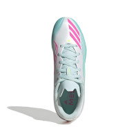 adidas F50 Messi League Grass/Artificial Grass Football Boots (MG) Kids White Turquoise Pink