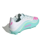adidas F50 Messi League Grass/Artificial Grass Football Boots (MG) Kids White Turquoise Pink