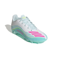 adidas F50 Messi Club Grass/Artificial Grass Football Boots (MG) Kids White Turquoise Pink