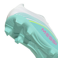 adidas F50 Messi Club Grass/Artificial Grass Football Boots (MG) Kids White Turquoise Pink