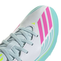 adidas F50 Messi Club Grass/Artificial Grass Football Boots (MG) Kids White Turquoise Pink
