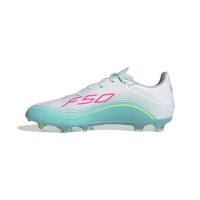 adidas F50 Messi League Grass/Artificial Grass Football Boots (MG) White Turquoise Pink