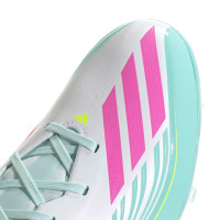 adidas F50 Messi League Grass/Artificial Grass Football Boots (MG) White Turquoise Pink