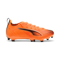 PUMA Ultra 6 Pro Gazon Naturel Artificiel Chaussures de Foot (MG) Enfants Orange Noir Argenté