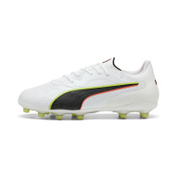 PUMA King 20 Pro Gras / Kunstgras Voetbalschoenen (MG) Wit Felrood Neongeel