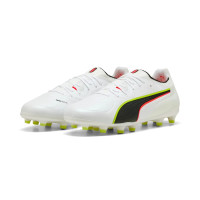 PUMA King 20 Ultimate Grass/Artificial Grass Football Boots (MG) White Bright Red Neon Yellow