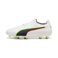 PUMA King 20 Ultimate Grass/Artificial Grass Football Boots (MG) White Bright Red Neon Yellow