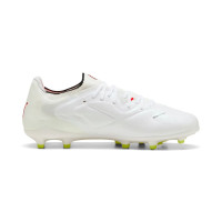PUMA King 20 Ultimate Grass/Artificial Grass Football Boots (MG) White Bright Red Neon Yellow