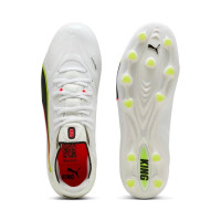 PUMA King 20 Ultimate Grass/Artificial Grass Football Boots (MG) White Bright Red Neon Yellow