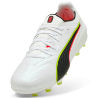 PUMA King 20 Ultimate Grass/Artificial Grass Football Boots (MG) White Bright Red Neon Yellow