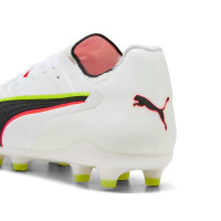 PUMA King 20 Ultimate Grass/Artificial Grass Football Boots (MG) White Bright Red Neon Yellow