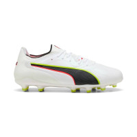 PUMA King 20 Ultimate Gras / Kunstgras Voetbalschoenen (MG) Wit Felrood Neongeel