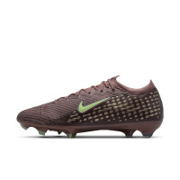 Nike Zoom Mercurial Vapor 16 Mbappé Elite Gras Voetbalschoenen (FG) Bruin Neongeel Zilver