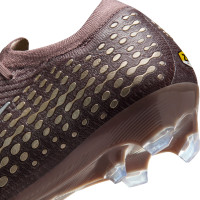 Nike Zoom Mercurial Vapor 16 Mbappé Elite Gras Voetbalschoenen (FG) Bruin Neongeel Zilver