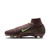 Nike Zoom Mercurial Superfly 10 Mbappé Elite Gras Voetbalschoenen (FG) Bruin Neongeel Zilver