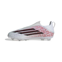 adidas F50 Lamine Yamal League Laceless Grass/Artificial Grass Football Boots (MG) Kids White Bright Red Black