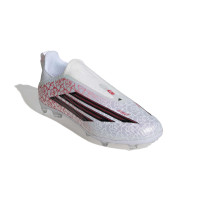 adidas F50 Lamine Yamal League Laceless Grass/Artificial Grass Football Boots (MG) Kids White Bright Red Black