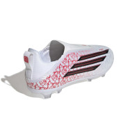 adidas F50 Lamine Yamal League Laceless Grass/Artificial Grass Football Boots (MG) Kids White Bright Red Black