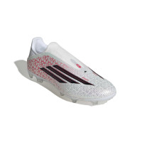 adidas F50 Lamine Yamal League Laceless Grass/Artificial Grass Football Boots (MG) White Bright Red Black
