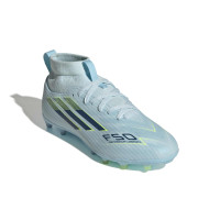 adidas F50 Sparkfusion League Gras / Kunstgras Voetbalschoenen (MG) Kids Lichtblauw Donkerblauw Neongeel