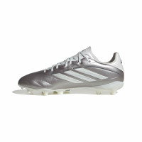adidas Copa Pure IV League Gras Voetbalschoenen (FG) Kids Zilver Wit Donkergrijs