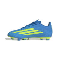 adidas F50 Club Gras / Kunstgras Voetbalschoenen (MG) Kids Blauw Neongeel