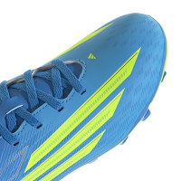 adidas F50 Club Gras / Kunstgras Voetbalschoenen (MG) Kids Blauw Neongeel