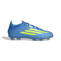 adidas F50 Elite Gras Football Boots (FG) Kids Blue Neon Yellow