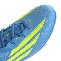 adidas F50 Elite Gras Football Boots (FG) Kids Blue Neon Yellow