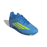 adidas F50 League Grass/Artificial Grass Football Boots (MG) Kids Blue Neon Yellow